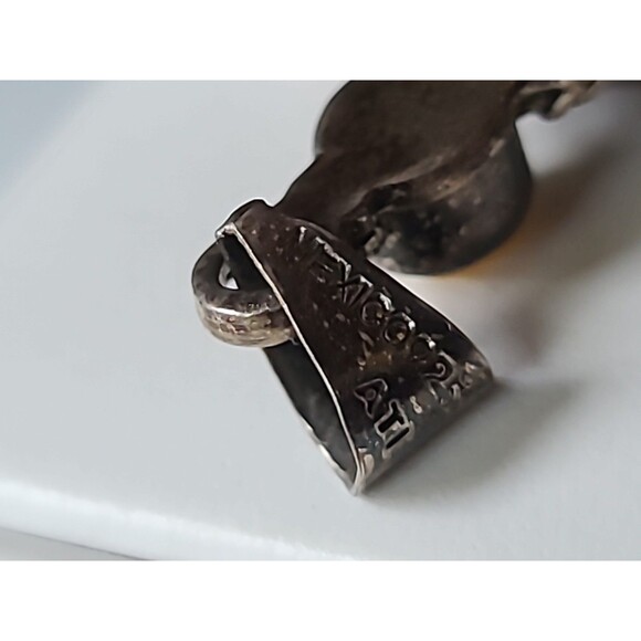 925 Sterling Silver Cat's Eye Cross Pendant Vintage Mexico - Picture 7 of 10